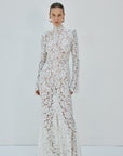 VOTIVA MAXI DRESS IN IVORY METALLIC LACE - De La Vali