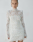 AGARTHA MINI DRESS IN IVORY METALLIC LACE