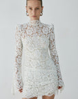 AGARTHA MINI DRESS IN IVORY METALLIC LACE - De La Vali