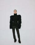 LUNETH JACKET IN BLACK MONGOLIAN FUR & SUEDE - De La Vali