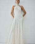ELOWEN MAXI DRESS IN IVORY FINE LACE - De La Vali