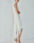 MORWEN MIDI DRESS IN IVORY FINE LACE - De La Vali