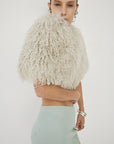 SELENE FUR CAPELET IN CREAM MONGOLIAN FUR - De La Vali