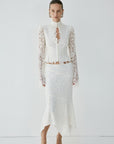 FAELA MIDI SKIRT IN IVORY LACE