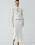 FAELA MIDI SKIRT IN IVORY LACE - De La Vali