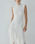 MORWEN MIDI DRESS IN IVORY FINE LACE - De La Vali