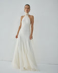 ELOWEN MAXI DRESS IN IVORY FINE LACE - De La Vali
