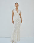 SOLINA MAXI DRESS IN IVORY LACE - De La Vali