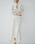 FAELA MIDI SKIRT IN IVORY LACE - De La Vali