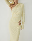 JADE MAXI DRESS IN BUTTERCREAM SPANDEX - De La Vali