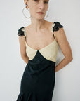 AURALITE MAXI DRESS IN BLACK AND SOFT YELLOW