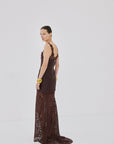 HECATE MAXI DRESS IN PLUM TWILL