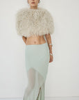 SELENE FUR CAPELET IN CREAM MONGOLIAN FUR