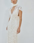 SOLINA MAXI DRESS IN IVORY LACE - De La Vali