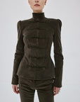 VEGA JACKET IN CHOCOLATE BROWN COTTON VELVET - De La Vali