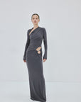 JADE MAXI DRESS IN INKY GREY SPANDEX