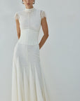 ZEPHYRA MAXI DRESS IN IVORY FINE LACE