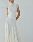 ZEPHYRA MAXI DRESS IN IVORY FINE LACE - De La Vali