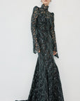 VOTIVA MAXI DRESS IN BLACK METALLIC LACE - De La Vali