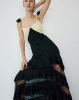 AURALITE MAXI DRESS IN BLACK AND SOFT YELLOW
