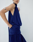 CRUZ MAXI DRESS IN DEEP BLUE CHIFFON