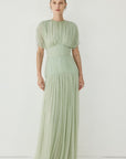 NYMERA MAXI DRESS IN SAGE GREEN TULLE - De La Vali