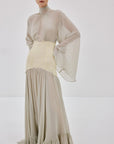 WILLOW MAXI DRESS IN STONE BEIGE AND SOFT YELLOW - De La Vali