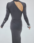 JADE MAXI DRESS IN INKY GREY SPANDEX