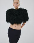SELENE FUR CAPELET IN BLACK MONGOLIAN FUR - De La Vali