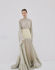 WILLOW MAXI DRESS IN STONE BEIGE AND SOFT YELLOW - De La Vali