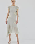 SERENE MIDI DRESS IN STONE BEIGE
