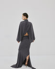 FLORO TOP IN INKY GREY SPANDEX