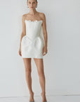 NOCTURNE MINI DRESS IN IVORY TWILL - De La Vali