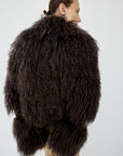 VESPERA JACKET IN CHOCOLATE BROWN MONGOLIAN FUR - De La Vali