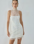 APATITE MINI DRESS IN IVORY FINE LACE - De La Vali