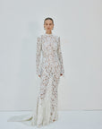 VOTIVA MAXI DRESS IN IVORY METALLIC LACE