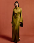 HAUSOS MAXI DRESS IN FENNEL SATIN CREPE