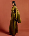 HAUSOS MAXI DRESS IN FENNEL SATIN CREPE