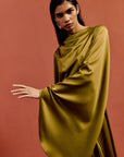 HAUSOS MAXI DRESS IN FENNEL SATIN CREPE