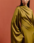 HAUSOS MAXI DRESS IN FENNEL SATIN CREPE