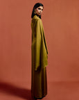 HAUSOS MAXI DRESS IN FENNEL SATIN CREPE