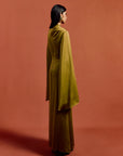 HAUSOS MAXI DRESS IN FENNEL SATIN CREPE