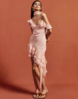 HEMERA MINI DRESS IN BABY PINK SILK CHIFFON