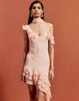HEMERA MINI DRESS IN BABY PINK SILK CHIFFON