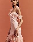 HEMERA MINI DRESS IN BABY PINK SILK CHIFFON