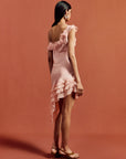 HEMERA MINI DRESS IN BABY PINK SILK CHIFFON