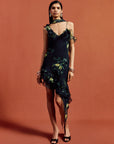 HEMERA MINI DRESS IN PRIMAVERA - BLACK SILK CHIFFON