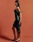 HEMERA MINI DRESS IN PRIMAVERA - BLACK SILK CHIFFON