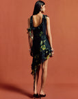 HEMERA MINI DRESS IN PRIMAVERA - BLACK SILK CHIFFON