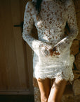 BODITA MINI DRESS IN WHITE COTTON LACE - De La Vali